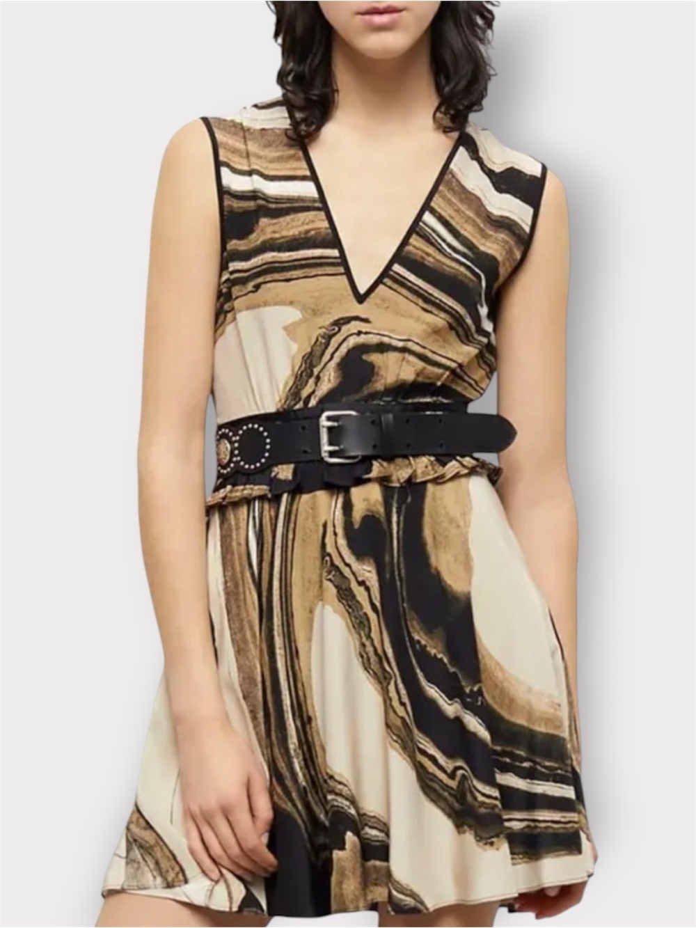 THE KOOPLES 100% Silk Marble Print Mini Dress NWT FR 1 Parisian Chic - Picture 4 of 16